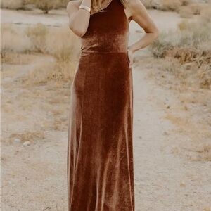 Elegant Brown Velvet Dress